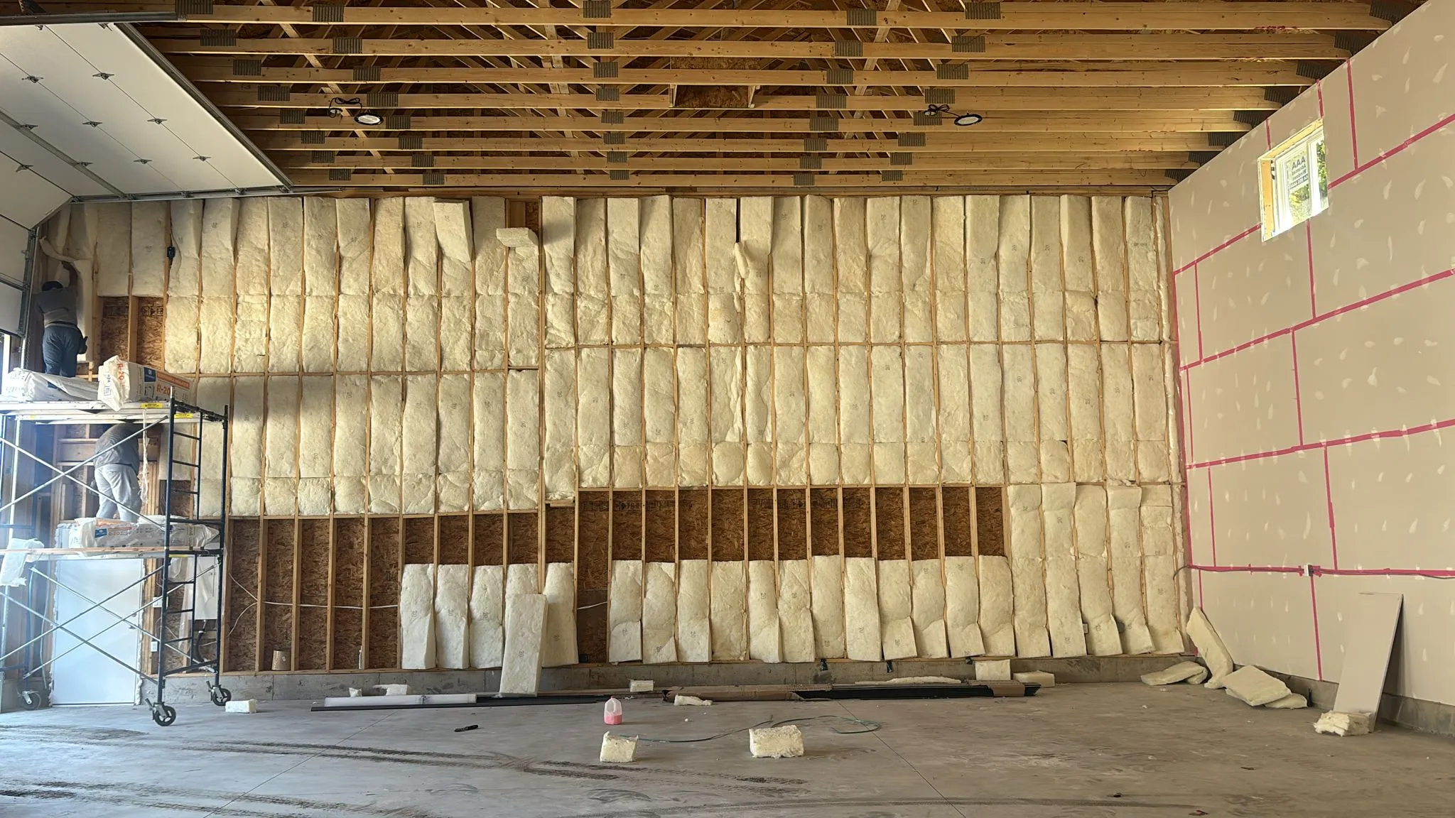 Large commercial bay framed and ready for insulation
